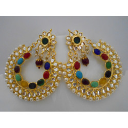 Gold Plated Traditional Handcrafted Multicolor Kundan Minakari Earrings for Women/Girls