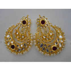 Traditional Indian Handcrafted Pearl Kundan Mina Beaded Earrings for Women/Girls