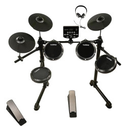 Kadence 7 Piece Electronic Black Drum Set