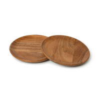 7-Inch Round Mango Wood Serving Plates – Set of 2 | Natural Finish