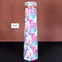 Floral Design Pure Copper Water Bottle