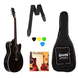 GIVSON Ketostics Venus Special Guitar (black) with bag, string set, belt and 5 picks