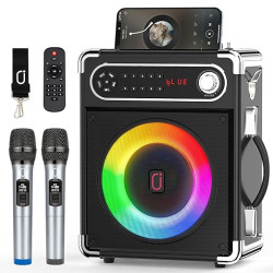 JYX Karaoke Speaker with Two Wireless Microphones system